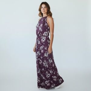 French Grey Women's Purple Floral sleeveless maxi dress with straps - Size Small